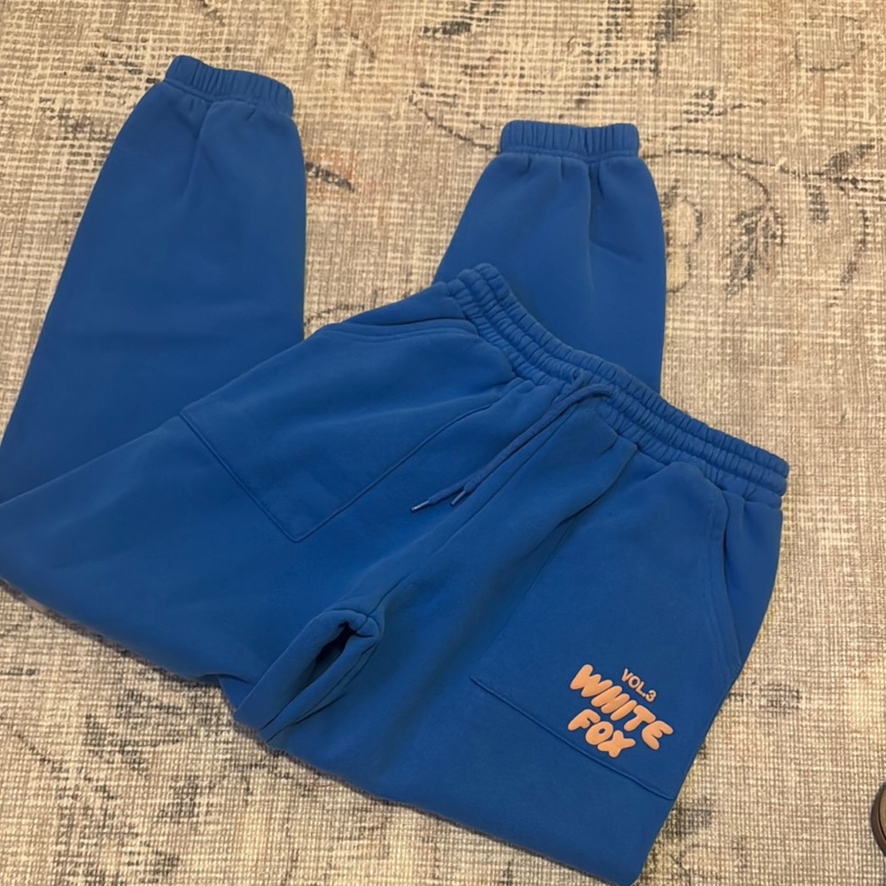 White fox Blue Sweatpants